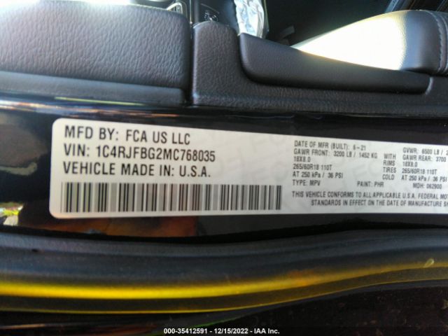 1C4RJFBG2MC768035 Jeep Grand Cherokee Limited