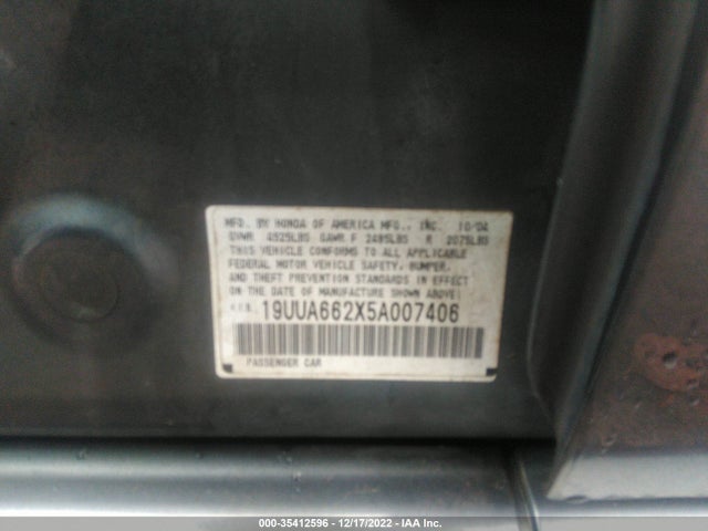 Продажа на аукционе авто 2005 Acura Tl, vin: 19UUA662X5A007406, номер лота: 35412596
