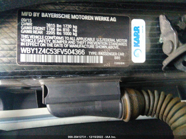 2015 BMW i3, VIN: WBY1Z4C53FV504366