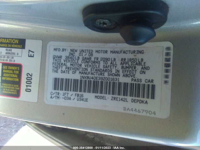 Toyota Corolla 2009 1NXBU40E39Z001631 Image 10