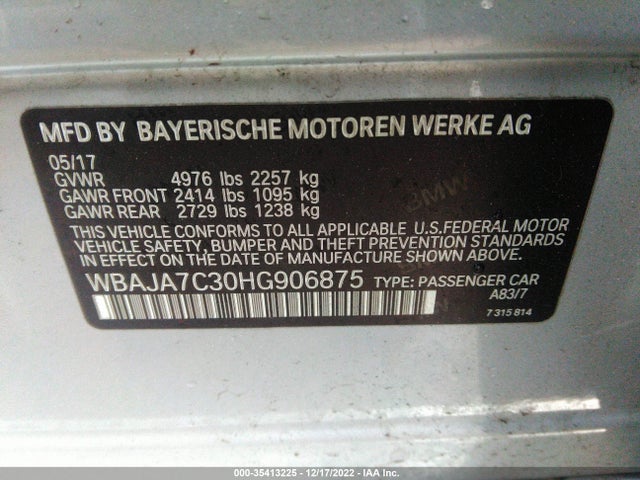 BMW 5 Series 530i Xdrive 2017 WBAJA7C30HG906875 Image 9
