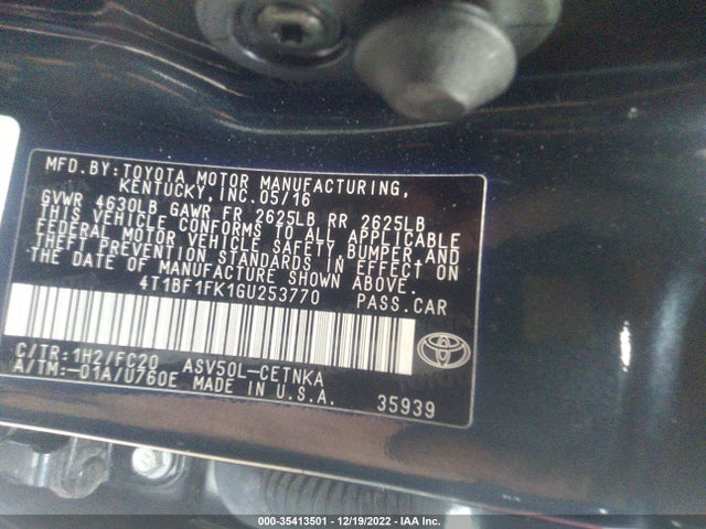 2016 Toyota Camry, VIN: 4T1BF1FK1GU253770