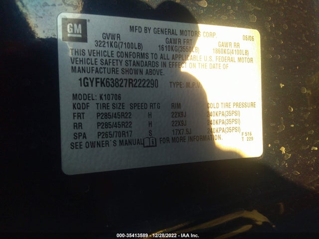 Cadillac Escalade 2007 1GYFK63827R222290 Image 10