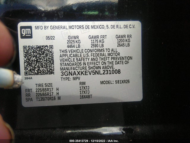 Chevrolet EQUINOX LT 2022 3GNAXKEV5NL231008 Image 9