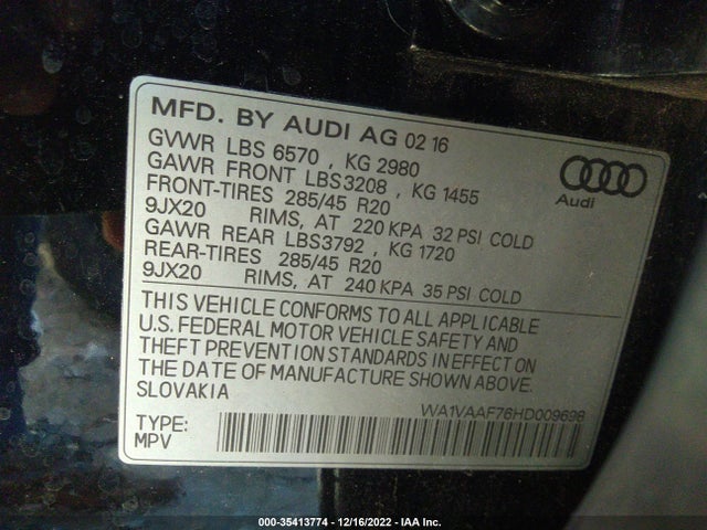 WA1VAAF76HD009698 Audi Q7 Prestige