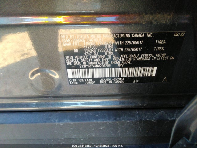 2022 Toyota RAV4, VIN: 2T3P1RFV4NW296209