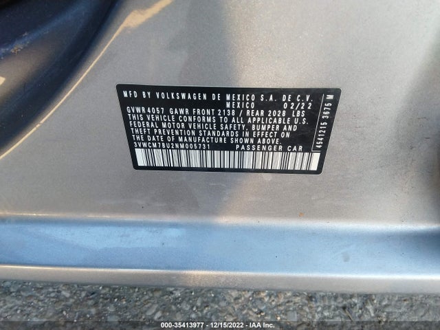 2022 Volkswagen Jetta, VIN: 3VWCM7BU2NM005731