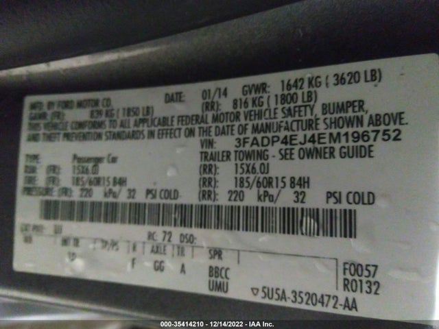 Ford FIESTA SE 2014 3FADP4EJ4EM196752 Image 10