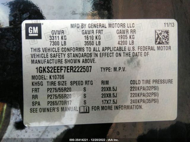 1GKS2EEF7ER222507 GMC YUKON DENALI