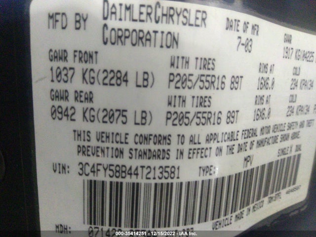 3C4FY58B44T213581 Chrysler Pt Cruiser Touring