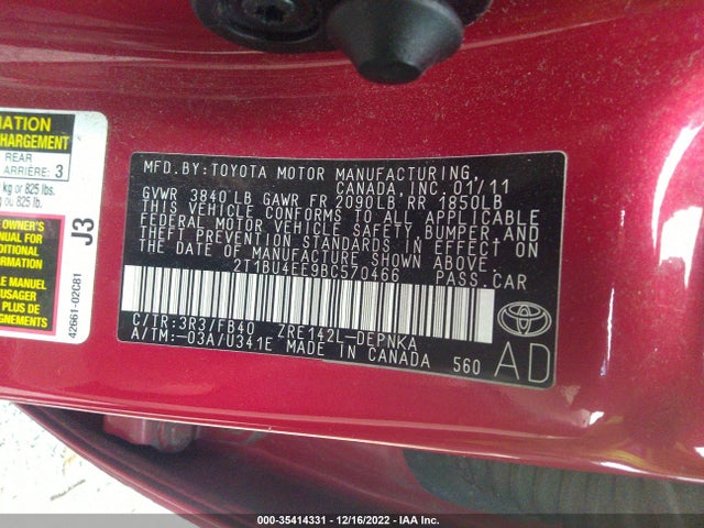 Продажа на аукционе авто 2011 Toyota Corolla L/le/s, vin: 2T1BU4EE9BC570466, номер лота: 35414331