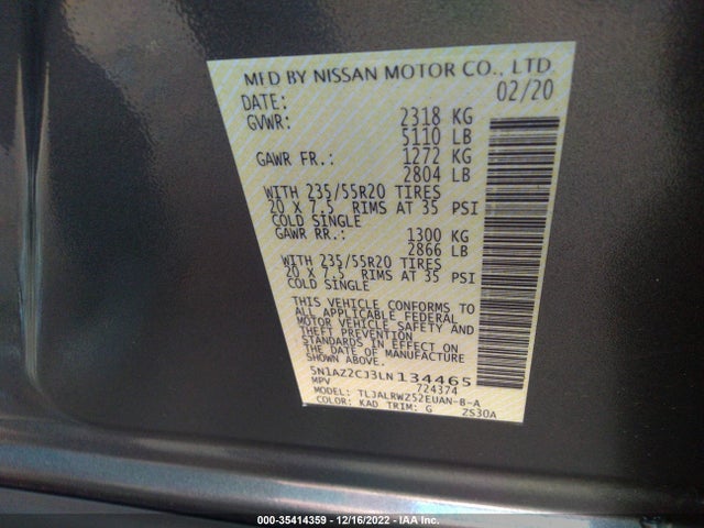 2020 Nissan Murano, VIN: 5N1AZ2CJ3LN134465