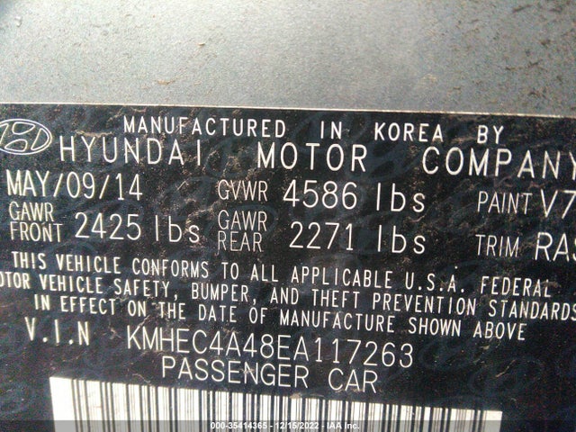 Hyundai SONATA HYBRID 2014 KMHEC4A48EA117263 Image 11