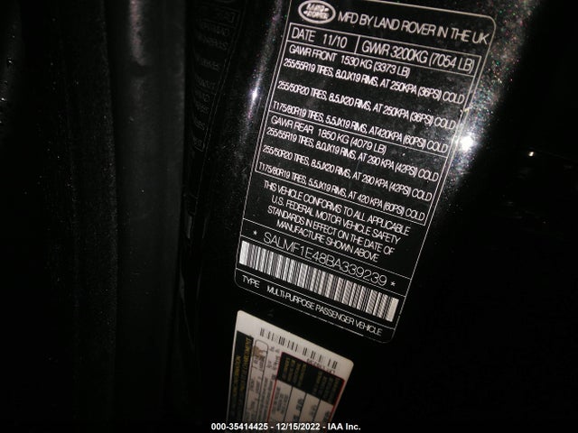 Land Rover Range Rover 2011 SALMF1E48BA339239 Image 10