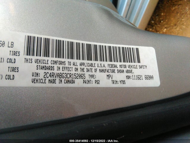 2012 VOLKSWAGEN ROUTAN SE VIN: 2C4RVABG3CR152065