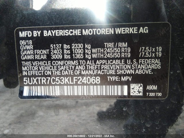 BMW X3 Sdrive30i 2019 5UXTR7C53KLF24068 Image 10