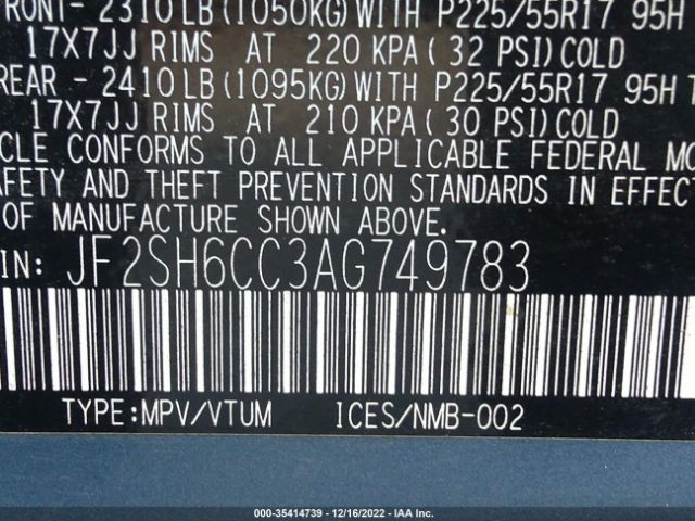 JF2SH6CC3AG749783 Subaru Forester 2.5x Premium