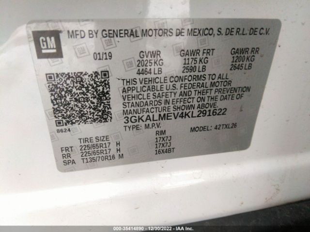 3GKALMEV4KL291622 GMC Terrain Sle