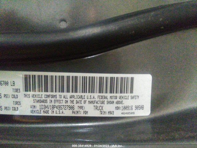 2009 DODGE RAM 1500 SLT VIN: 1D3HV18P49S727906