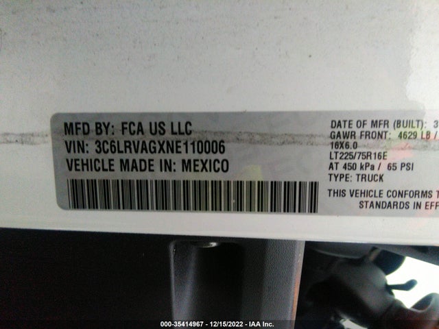 2022 Ram Promaster, VIN: 3C6LRVAGXNE110006