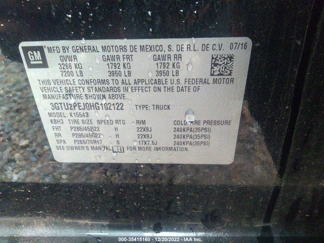 2017 GMC Sierra 1500, VIN: 3GTU2PEJ0HG102122
