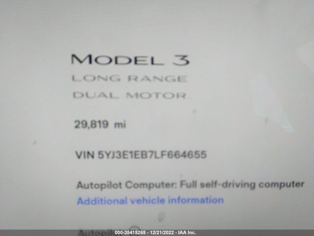 Tesla MODEL 3 2020 5YJ3E1EB7LF664655 Image 14
