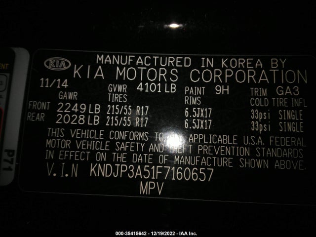 2015 Kia Soul, VIN: KNDJP3A51F7160657
