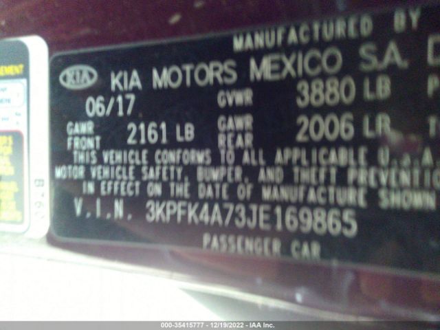 3KPFK4A73JE169865 KIA FORTE LX