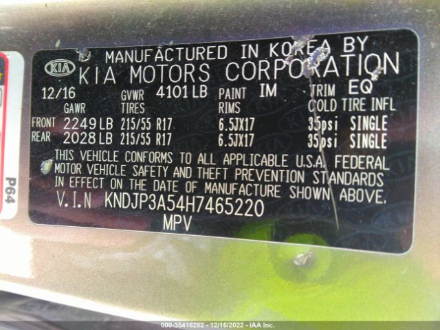 KNDJP3A54H7465220 KIA SOUL +