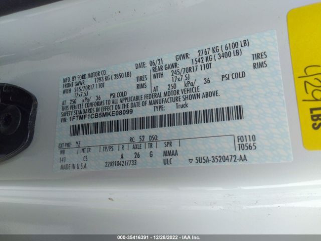 1FTMF1CB5MKE08099 Ford F-150 Xl/xlt