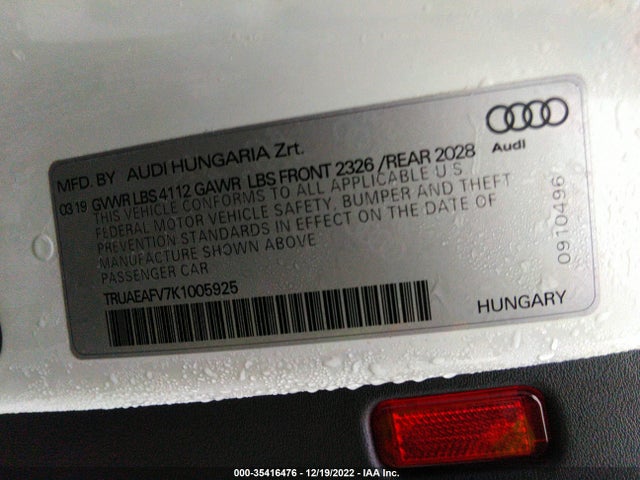 2019 Audi TT, VIN: TRUAEAFV7K1005925