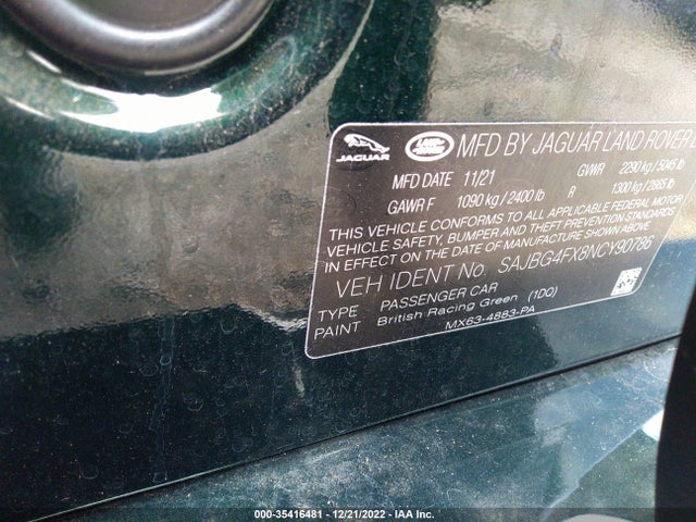 SAJBG4FX8NCY90786 Jaguar XF
