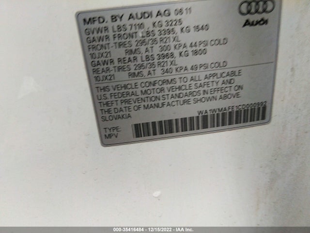 Audi Q7 3.0l Tdi Prestige 2012 WA1WMAFE1CD000992 Image 11
