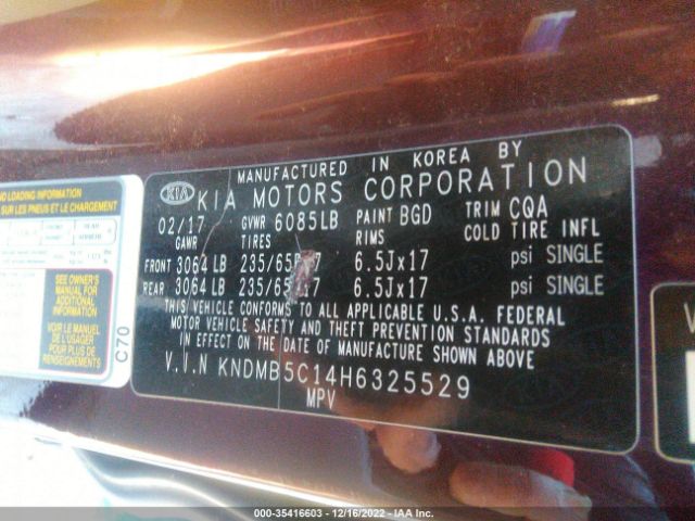 KNDMB5C14H6325529 KIA SEDONA LX