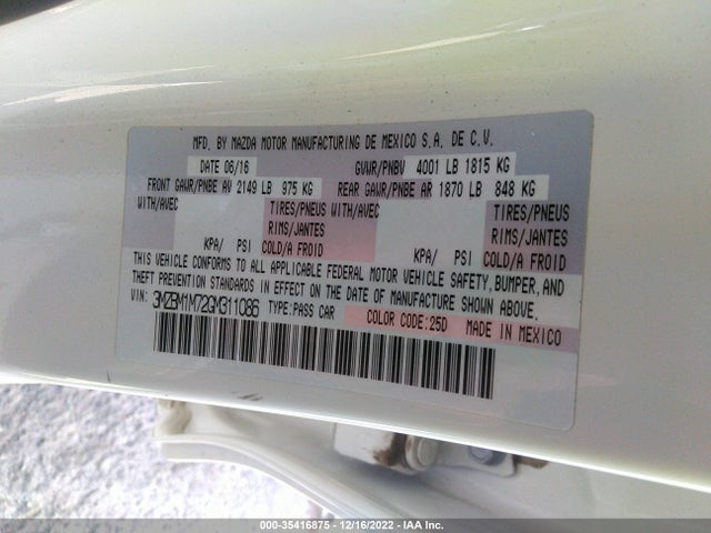 2016 Mazda 3, VIN: 3MZBM1M72GM311086
