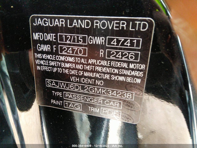 2016 Jaguar F-TYPE, VIN: SAJWJ6DL2GMK34238
