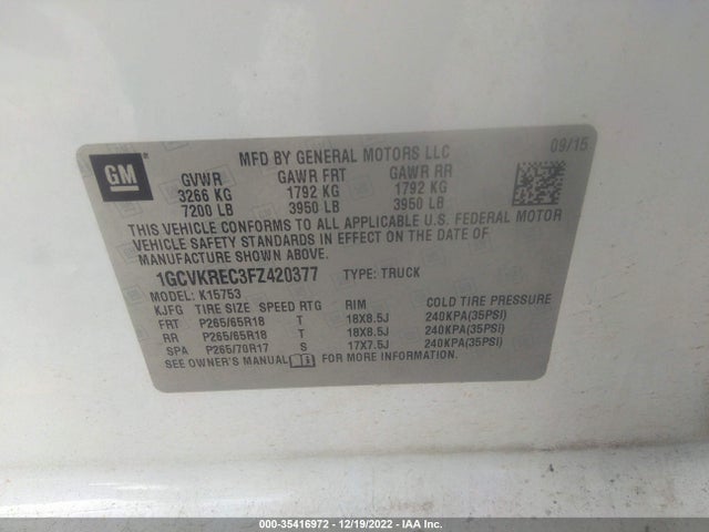 Chevrolet Silverado 1500 Lt 2015 1GCVKREC3FZ420377 Image 10