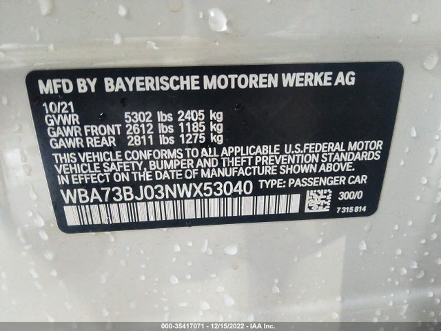 2022 BMW 5 Series, VIN: WBA73BJ03NWX53040