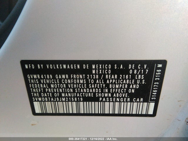 3VWDB7AJ9JM215819 Volkswagen Jetta 1.4t