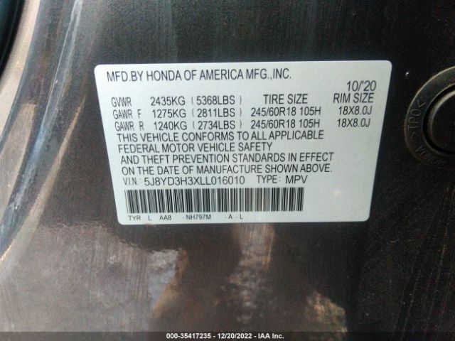 5J8YD3H3XLL016010 Acura MDX