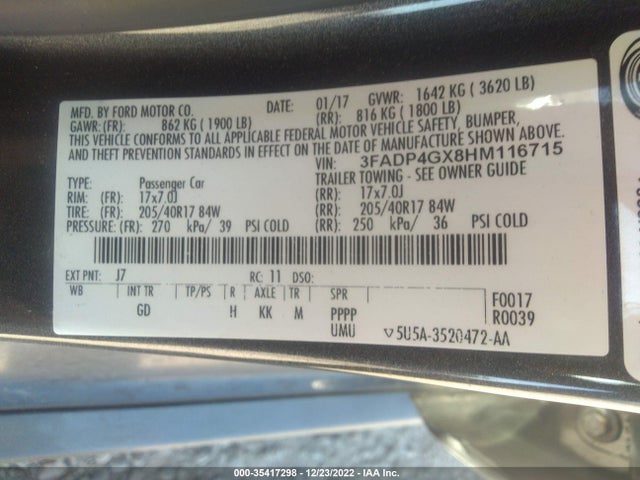 2017 Ford Fiesta, VIN: 3FADP4GX8HM116715