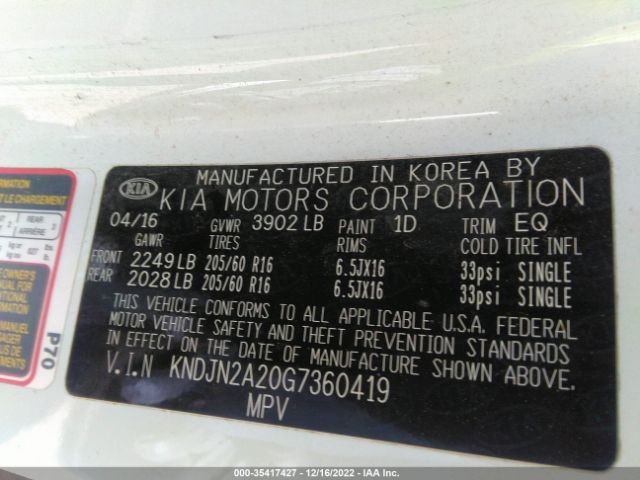KNDJN2A20G7360419 KIA Soul Base