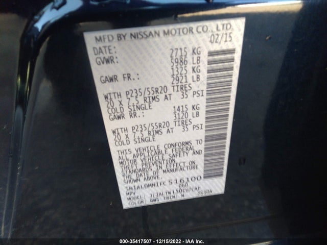 Infiniti QX60 2015 5N1AL0MN1FC516100 Image 10