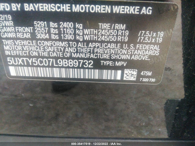 BMW X3 Xdrive30i 2020 аукцион фото