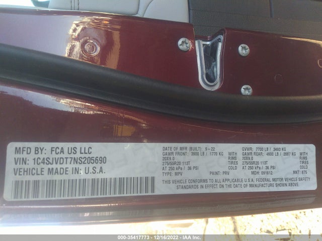 2022 Jeep Wagoneer, VIN: 1C4SJVDT7NS205690