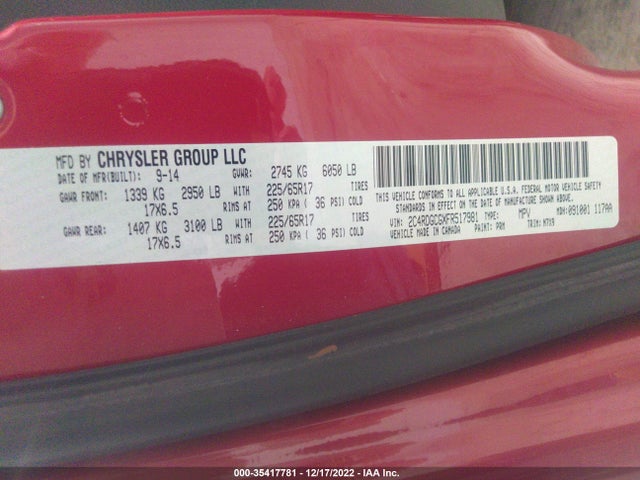 Dodge Grand Caravan Sxt 2015 2C4RDGCGXFR517981 Image 11