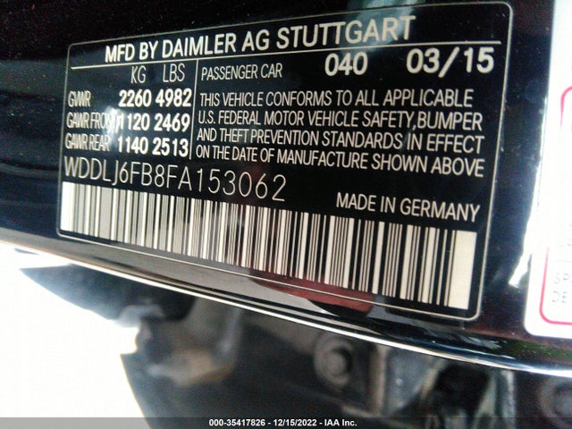 2015 Mercedes-Benz CLS-Class, VIN: WDDLJ6FB8FA153062