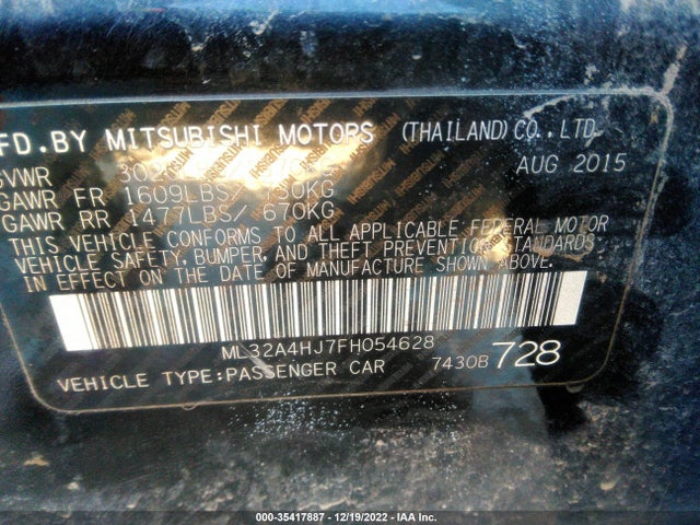 ML32A4HJ7FH054628 Mitsubishi MIRAGE ES