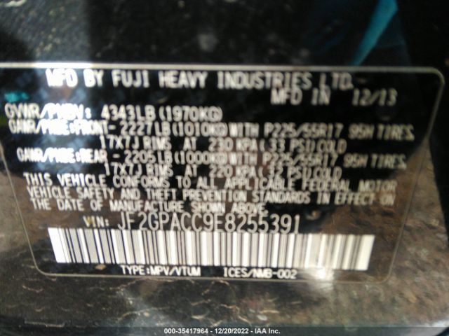 JF2GPACC9E8255391 Subaru Xv Crosstrek Premium