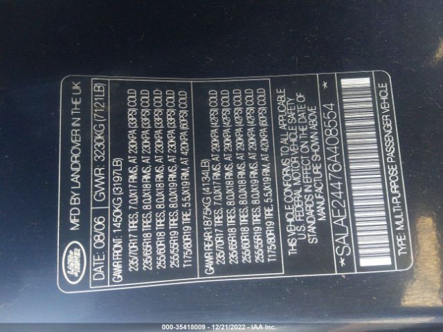 SALAE24476A408554 Land Rover LR3